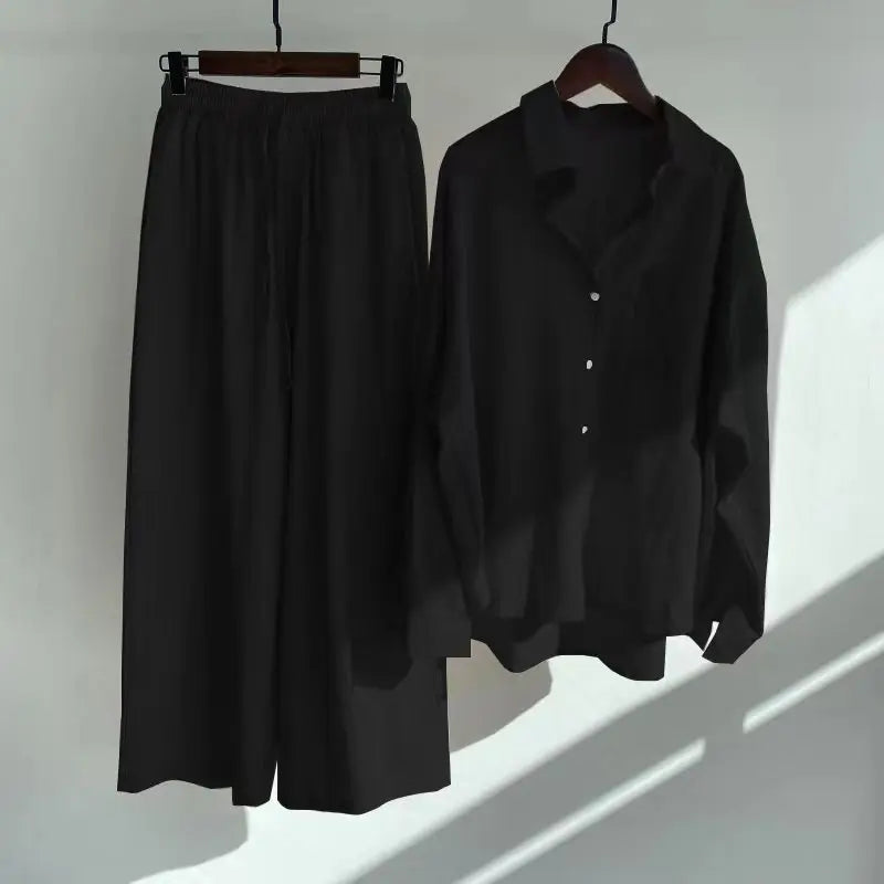 Ensemble 2 Pièces Femme en Lin — Chemise Oversize & Pantalon Large