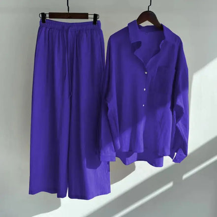 Ensemble 2 Pièces Femme en Lin — Chemise Oversize & Pantalon Large