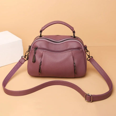 Sac à Main Femme en Cuir Grainé — Style Boston Chic