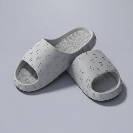 Mules Plateformes Graphiques "Alphabet" – Rose Pastel & Confort Absolu