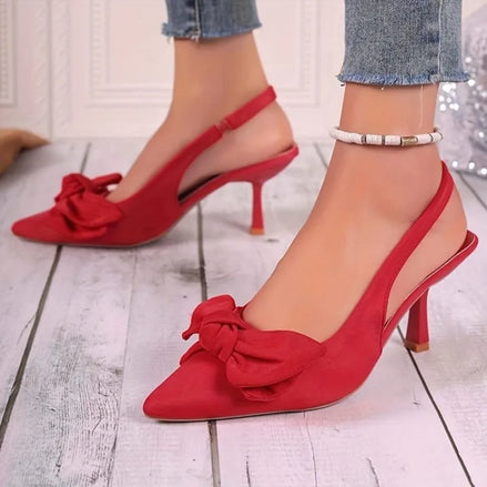 Escarpins Slingbacks Romantiques – Violet Éclatant & Nœud Satiné