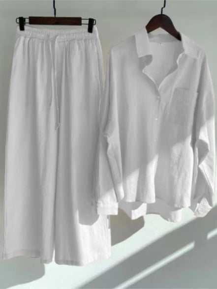 Ensemble 2 Pièces Femme en Lin — Chemise Oversize & Pantalon Large