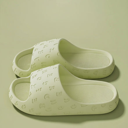 Mules Plateformes Graphiques "Alphabet" – Rose Pastel & Confort Absolu