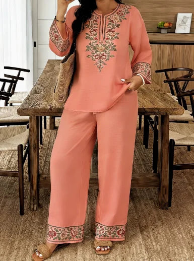 Ensemble 2 Pièces Femme en Satin — Chemise & Pantalon Large