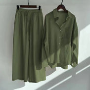 Ensemble 2 Pièces Femme en Lin — Chemise Oversize & Pantalon Large