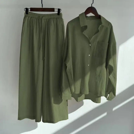 Ensemble 2 Pièces Femme en Lin — Chemise Oversize & Pantalon Large