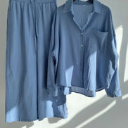 Ensemble 2 Pièces Femme en Lin — Chemise Oversize & Pantalon Large