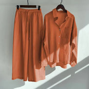 Ensemble 2 Pièces Femme en Lin — Chemise Oversize & Pantalon Large
