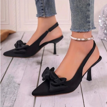Escarpins Slingbacks Romantiques – Violet Éclatant & Nœud Satiné