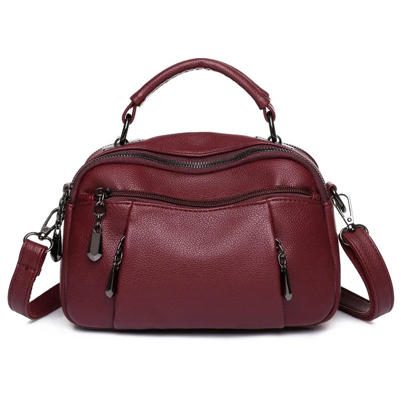 Sac à Main Femme en Cuir Grainé — Style Boston Chic