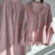 Ensemble 2 Pièces Femme en Lin — Chemise Oversize & Pantalon Large