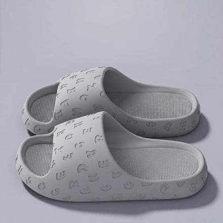 Mules Plateformes Graphiques "Alphabet" – Rose Pastel & Confort Absolu