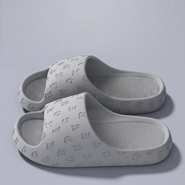 Mules Plateformes Graphiques "Alphabet" – Rose Pastel & Confort Absolu