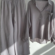Ensemble 2 Pièces Femme en Lin — Chemise Oversize & Pantalon Large
