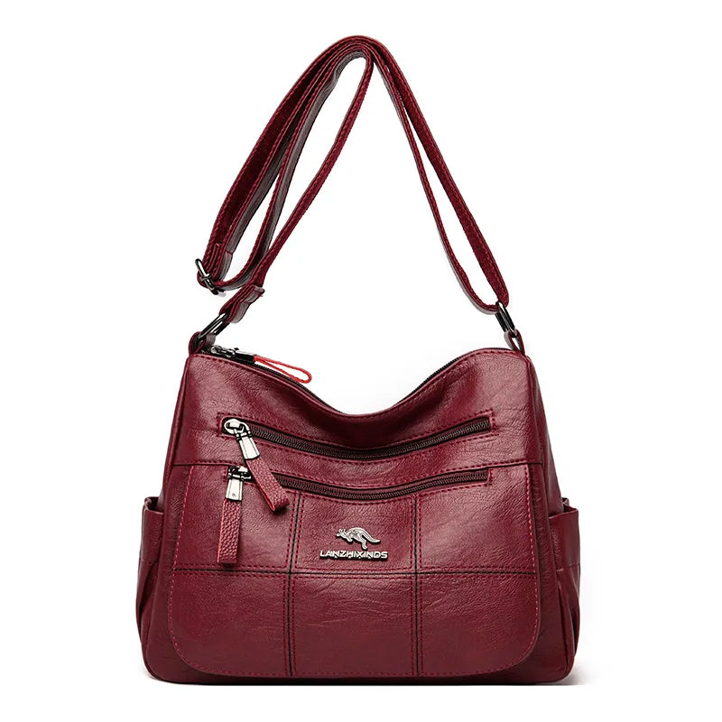Sac Bandoulière Vintage Camel Multi-Poches