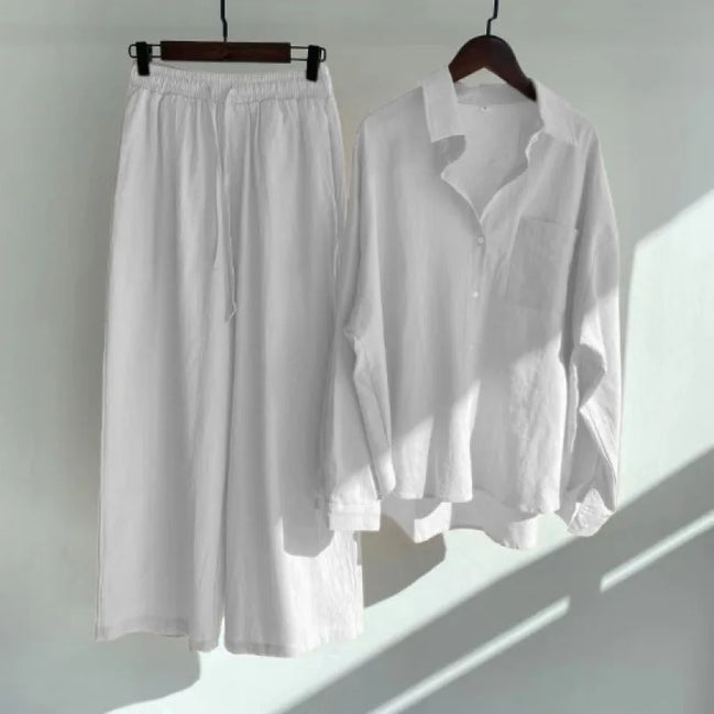 Ensemble 2 Pièces Femme en Lin — Chemise Oversize & Pantalon Large