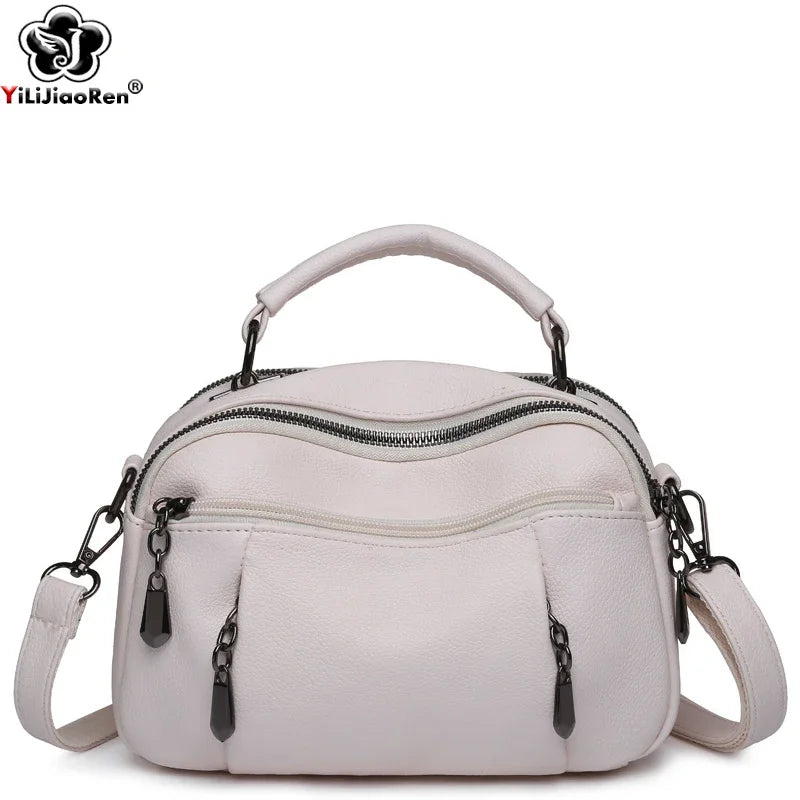 Sac à Main Femme en Cuir Grainé — Style Boston Chic