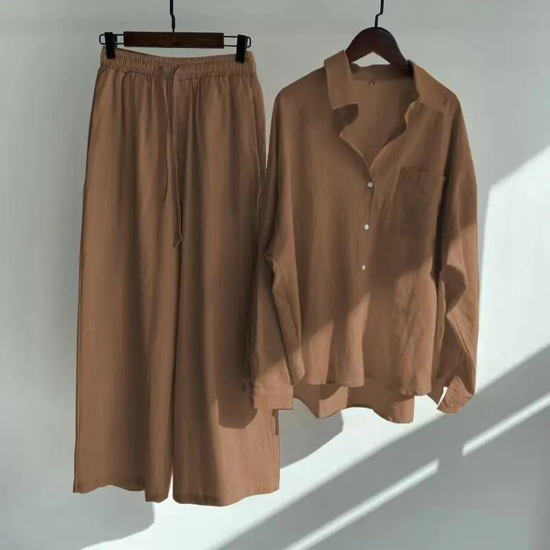 Ensemble 2 Pièces Femme en Lin — Chemise Oversize & Pantalon Large