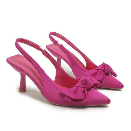 Escarpins Slingbacks Romantiques – Violet Éclatant & Nœud Satiné