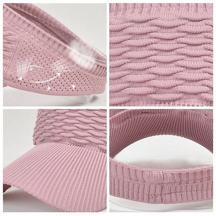 Casquette visière longue rose AKJ Fashion en maille respirante avec fermeture réglable pour protection solaire et confort.