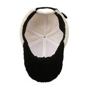 Casquette AKJ Fashion noire et crème en sherpa, ajustable, style baseball vintage