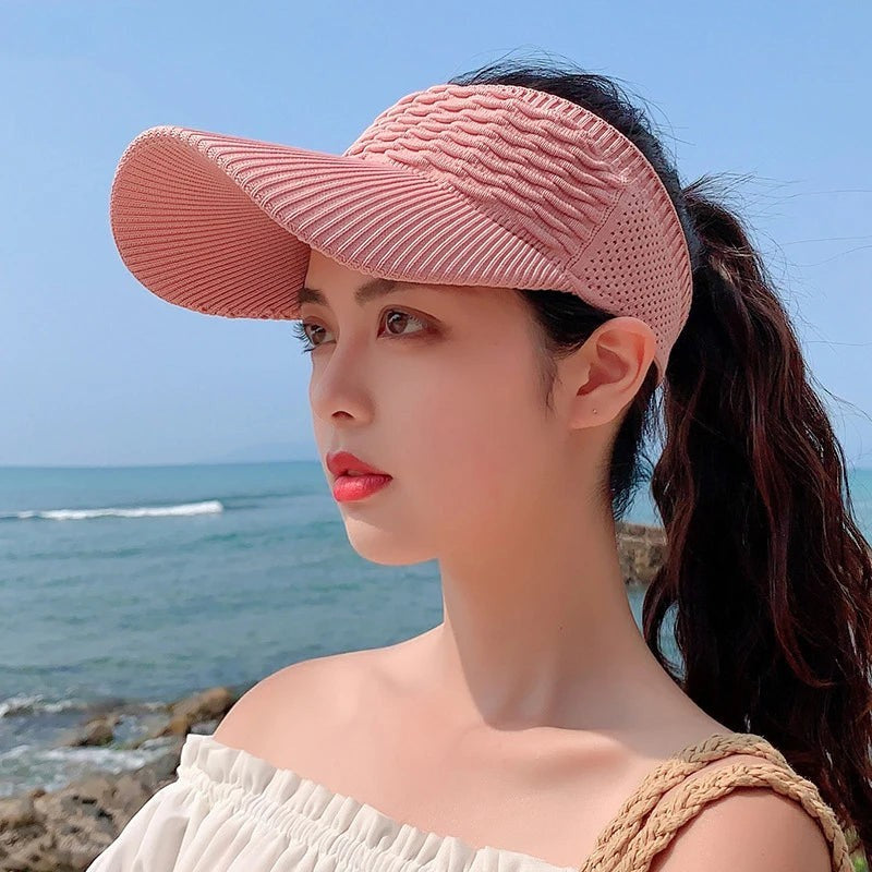Casquette visière longue rose AKJ Fashion en maille ajourée, protection solaire, réglable, pour femme