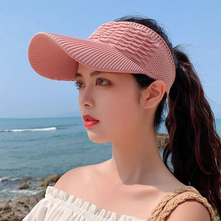 Casquette visière longue rose AKJ Fashion en maille ajourée, protection solaire, réglable, pour femme