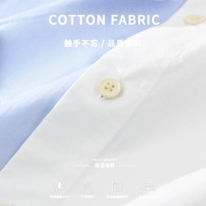 Chemise AKJ Fashion homme en coton léger, color-block écru et sable, avec poche poitrine brodée.