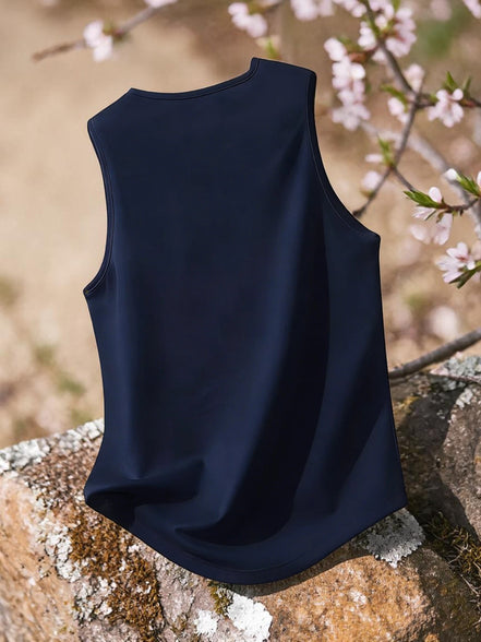 AKJ Fashion débardeur de fitness homme bleu marine, coupe ajustée, respirant et séchage rapide