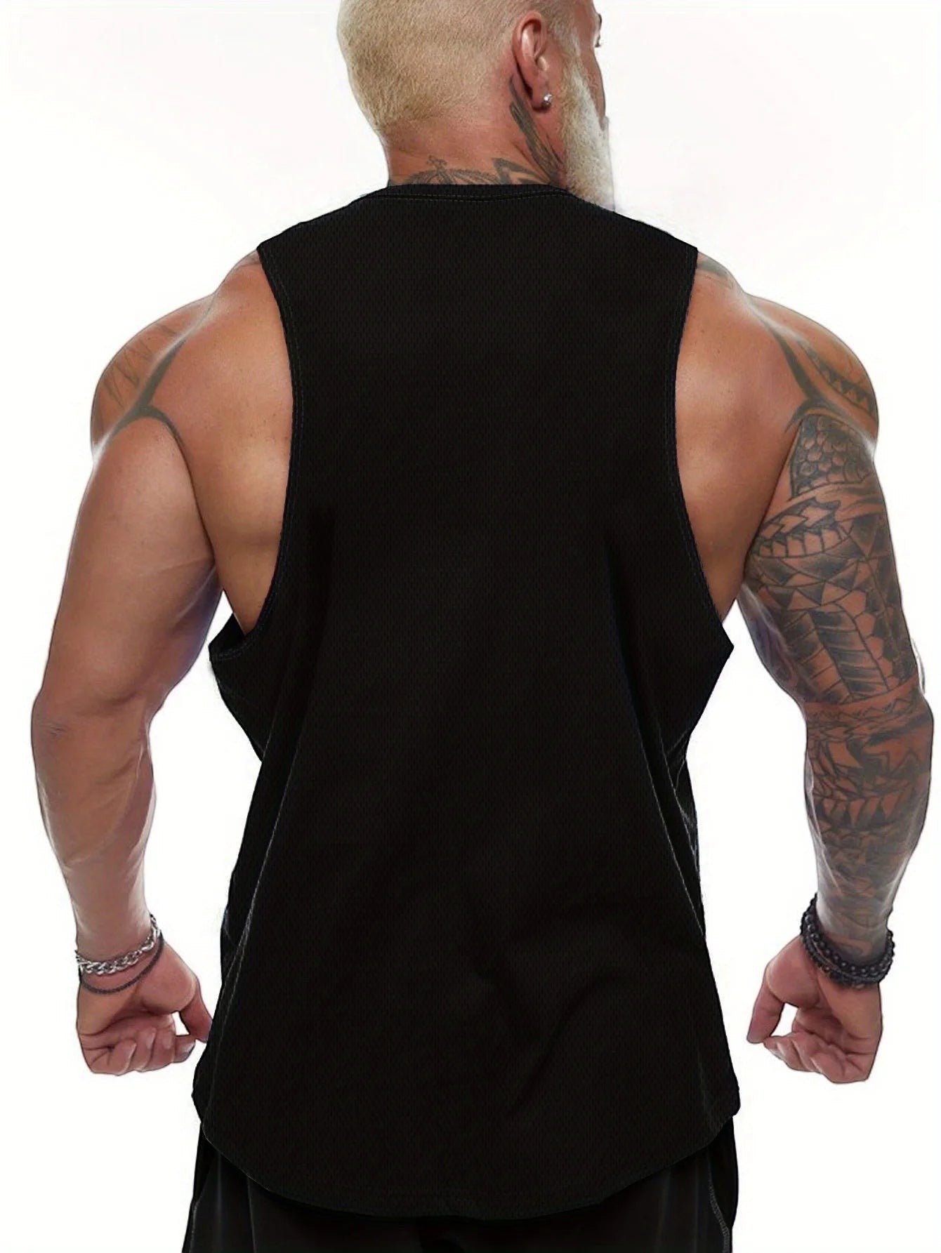 AKJ Fashion débardeur de fitness noir homme, coupe ajustée, respirant, séchage rapide, idéal musculation.