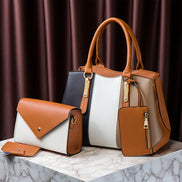 Ensemble 4 sacs à main AKJ Fashion en cuir multicouleur (noir, blanc, beige, marron), design épuré, idéal pour femme.