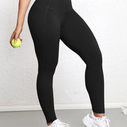 AKJ Fashion legging noir taille haute avec poches latérales, tissu résistant, coupe affinée pour le sport et le quotidien.