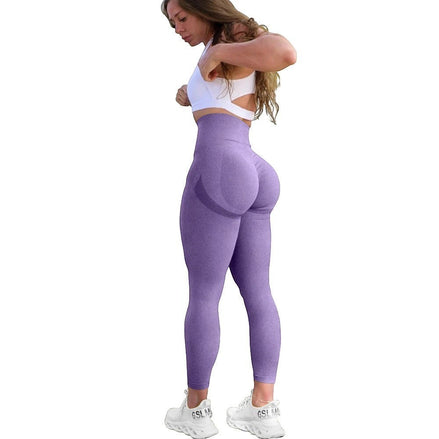 AKJ Fashion Legging sculptant taille haute violet, tissu doux et extensible, effet ventre plat et silhouette affinée.