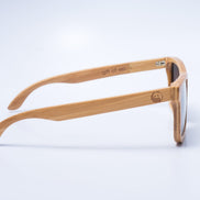 AKJ Fashion Lunettes de soleil Carver géométriques en bambou FSC, verres polarisés, monture naturelle.