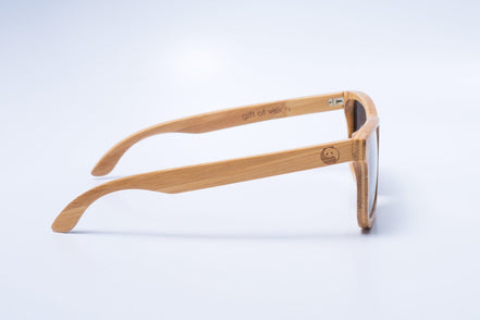 AKJ Fashion Lunettes de soleil Carver géométriques en bambou FSC, verres polarisés, monture naturelle.