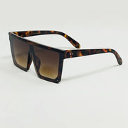 Lunettes de soleil AKJ Fashion rétro 70s, monture carrée écaille de tortue, verres dégradés marron, protection UV400