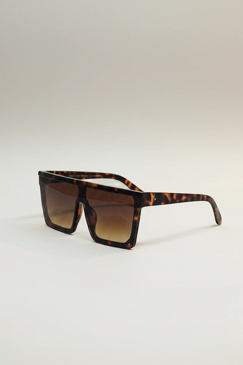 AKJ Fashion lunettes de soleil rétro 70s, monture carrée écaille de tortue, verres dégradés marron, protection UV400