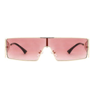 AKJ Fashion Lunettes de soleil femme rectangulaires roses dégradé, monture dorée, style vintage