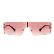 AKJ Fashion Lunettes de soleil femme rectangulaires dorées à verres dégradés roses, style vintage