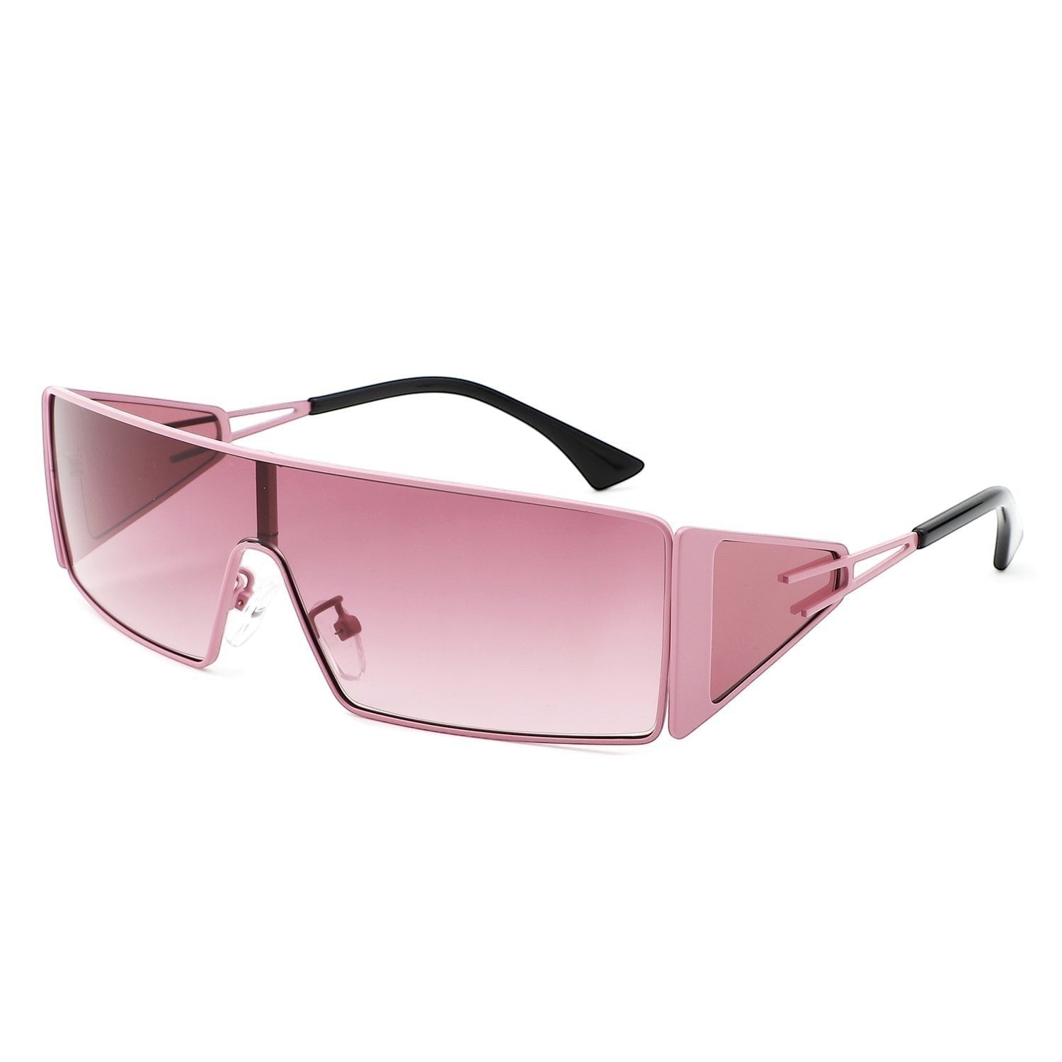 AKJ Fashion Lunettes de soleil femme roses rectangulaires style vintage enveloppantes avec verres dégradés