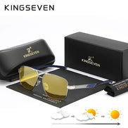 AKJ Fashion : lunettes de soleil homme rectangle argentées, verres polarisés jaunes, monture aluminium légère, protection UV400.