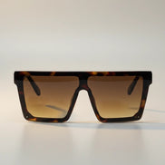 Lunettes de soleil AKJ Fashion rétro 70s, monture carrée écaille de tortue, verres dégradés marron, protection UV400