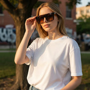 AKJ Fashion lunettes de soleil rétro 70s monture carrée écaille de tortue verres dégradés protection UV400