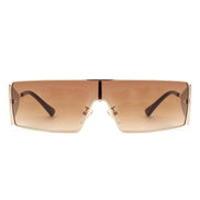 AKJ Fashion Lunettes de soleil femme rectangulaires vintage, monture dorée, verres dégradé brun, protection UVA/UVB