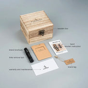 AKJ Fashion Montre BOBO BIRD en bois et acier, livrée dans un coffret avec outils et notices.