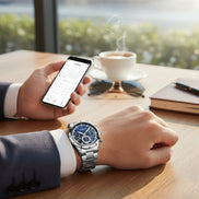 Montre CURREN argent en acier inoxydable avec cadran bleu, aiguilles lumineuses et date automatique. Bracelet argenté.