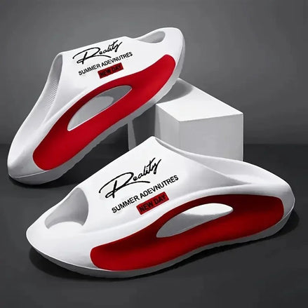 AKJ Fashion pantoufles unisexes blanches et rouges, confortables et légères, idéales pour l'été.