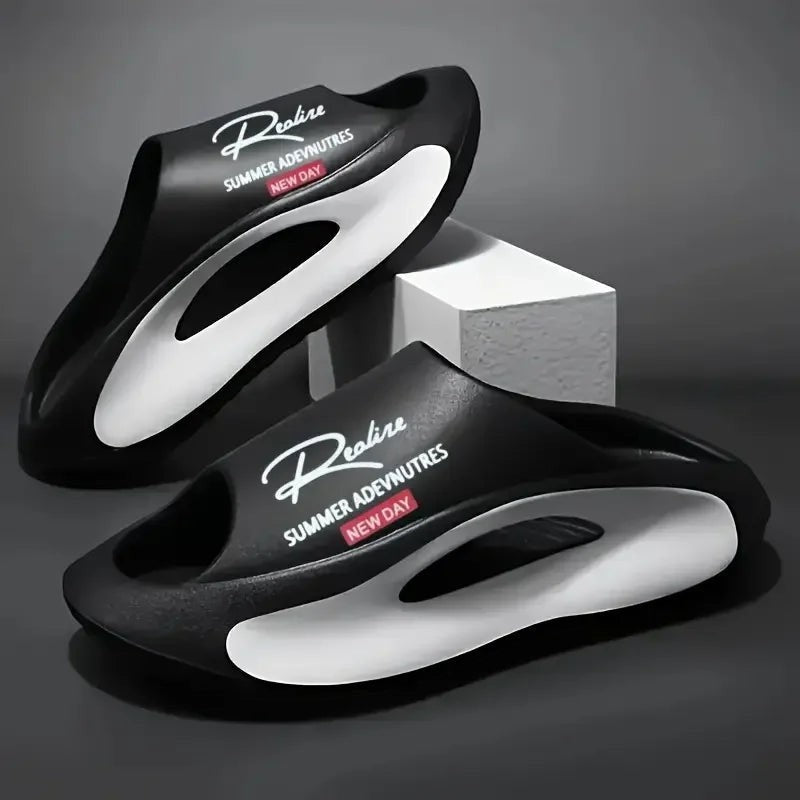 AKJ Fashion pantoufles unisexes noires et blanches, confortables et légères, idéales pour l'été.
