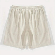 AKJ Fashion short d'été homme beige à carreaux, ceinture élastique, coupe droite, confortable et élégant.