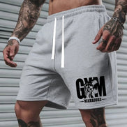 AKJ Fashion short de fitness gris en coton pour homme avec cordon de serrage et logo 